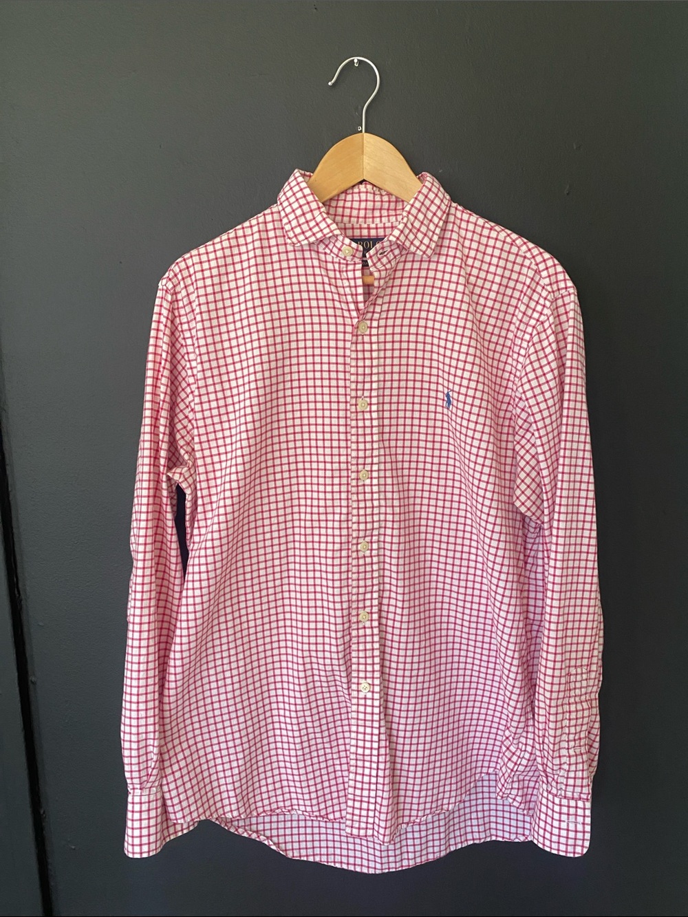 Polo by Ralph Lauren Men’s Red and White Check Oxford Button-Down Shirt
